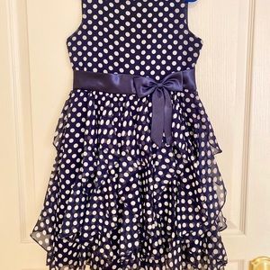 Girls navy Polkadot dress